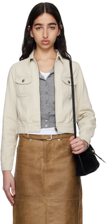 Bunda R13 R13 Cropped Rider Denim Jacket Béžová | R13WD174-D319A, 0