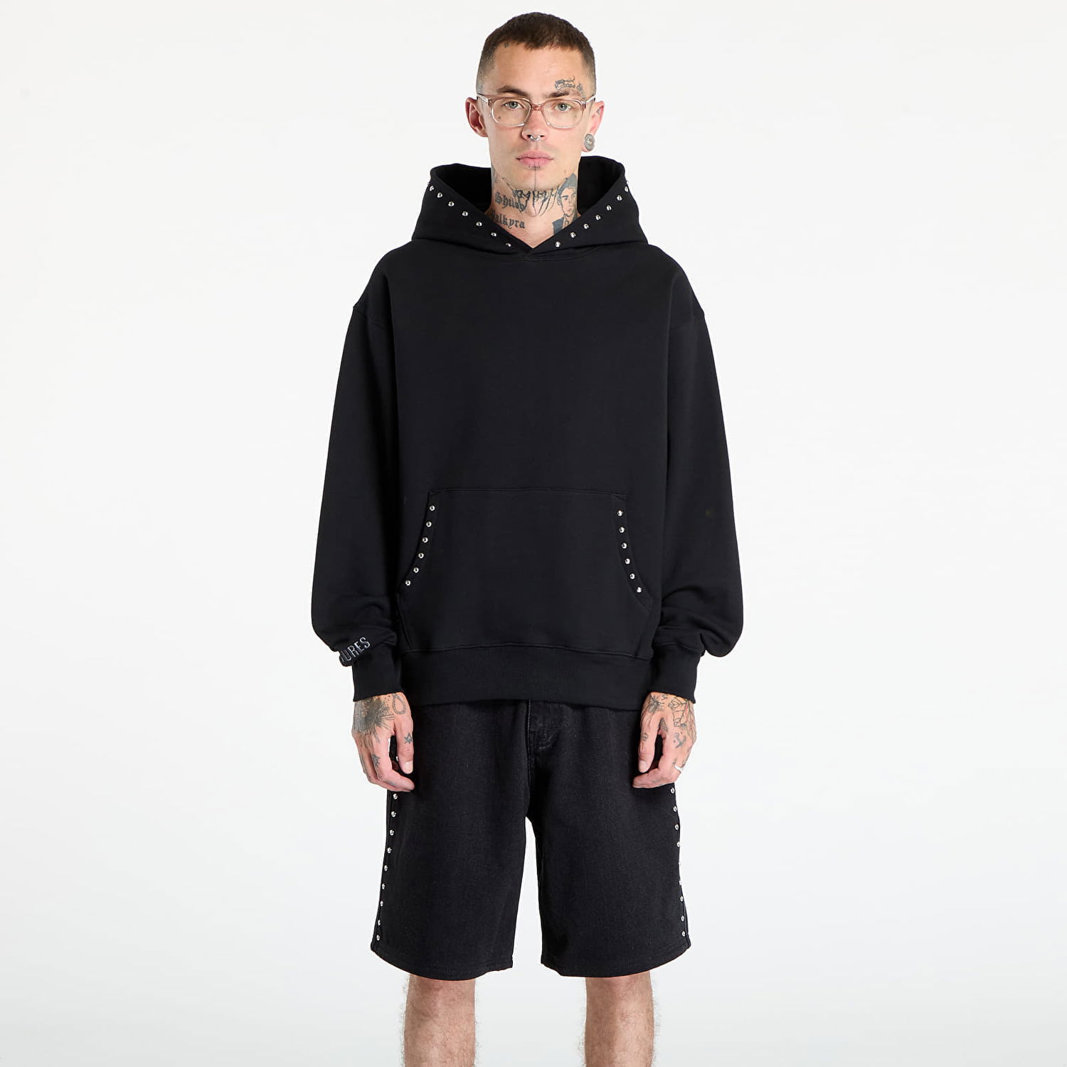 Mikina Pleasures PLEASURES Daft Club Lucky Studded Hoodie Čierna | P25DP004-BLACK, 0