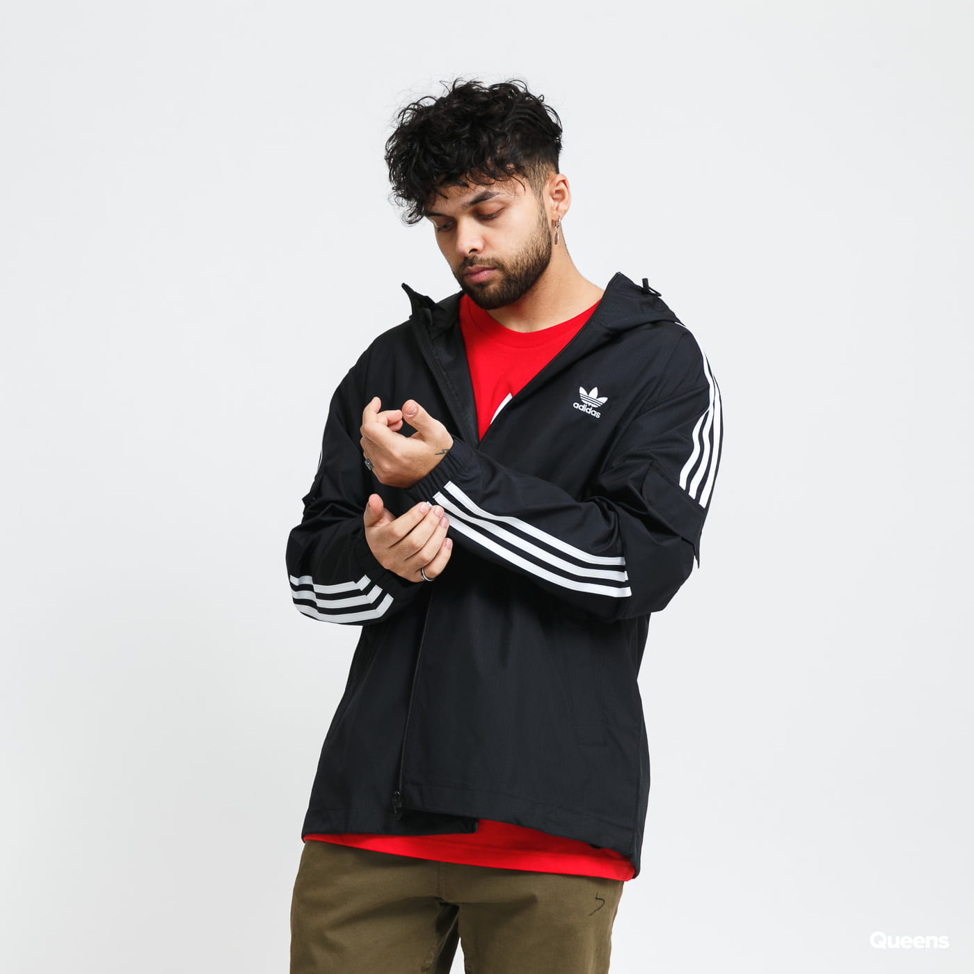 Vetrovka adidas Originals 3 Stripes Windbreaker FZ Čierna | GN3475, 0