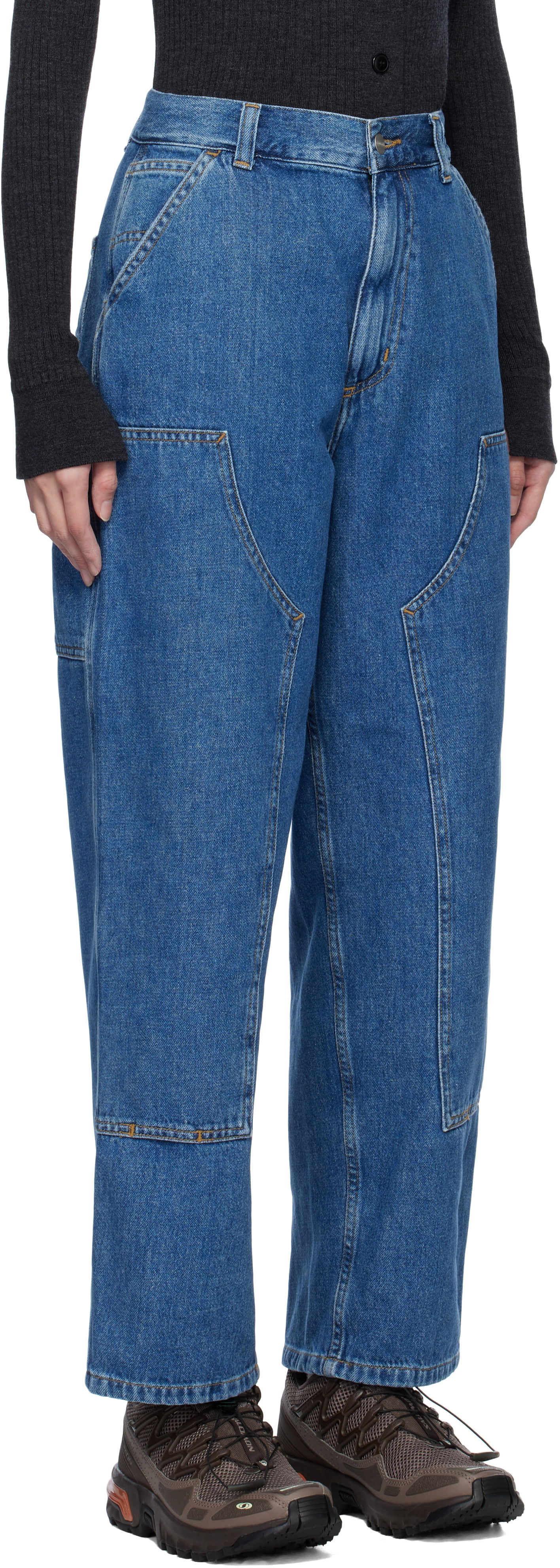 Džínsy Carhartt WIP Double Knee Relaxed Fit Jeans Modrá | I034229 0106, 1