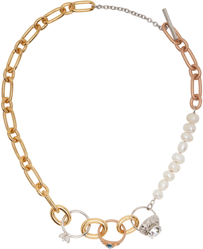 Náhrdelník Marni Ring Charm Chain Necklace Béžová | COMV0424A0 P6525