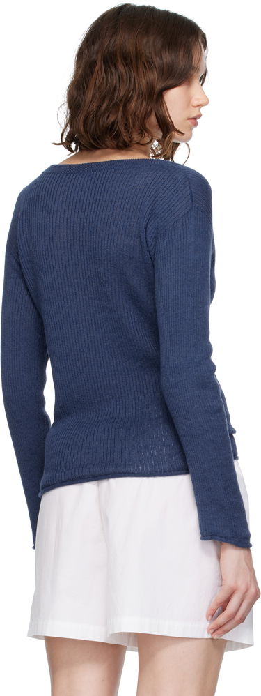 Sveter Baserange Baserange Ribbed Knit Cardigan Modrá | KDRC-LI-SU25, 2