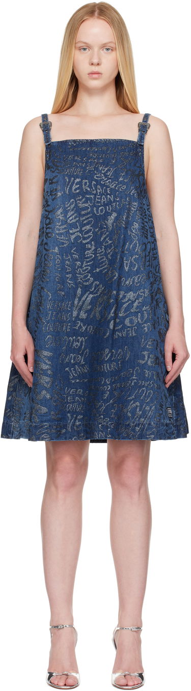 Šaty Versace Versace Jeans Couture Glitter Finish Denim Mini Dress Modrá | E78HAO95G_EDS025LF1, 0