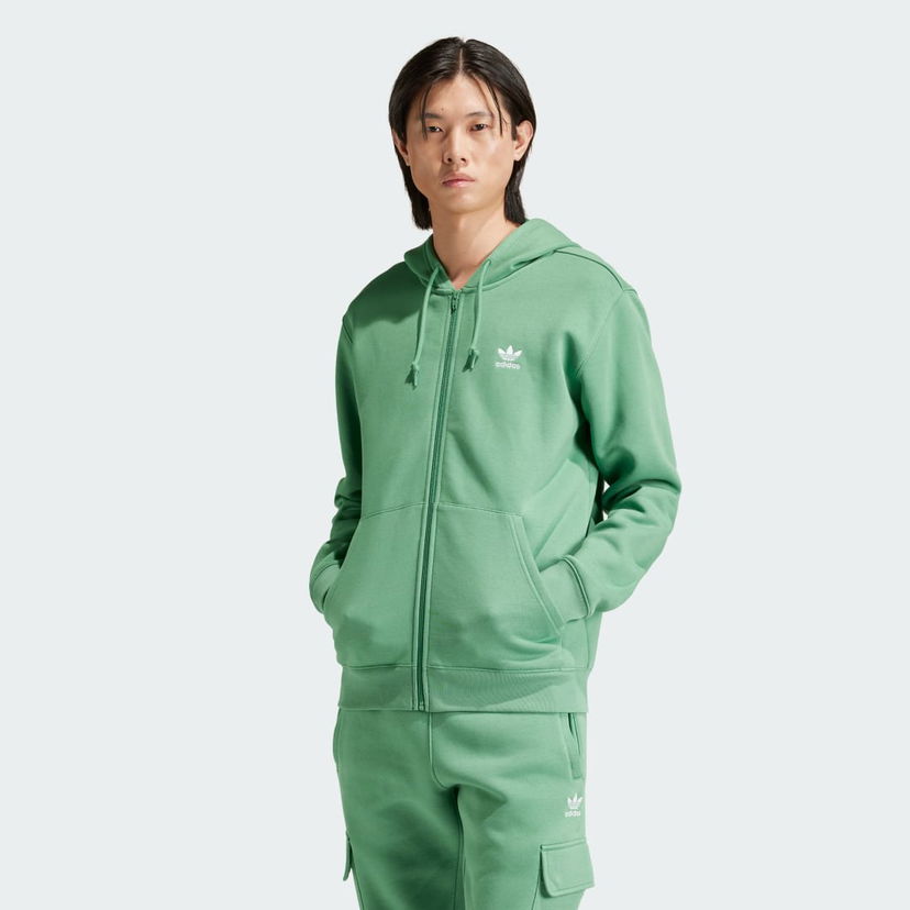 Mikina adidas Originals Trefoil Essentials Full-Zip Zelené | IR7841