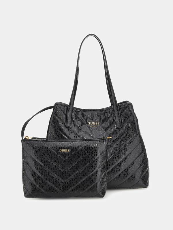 Tote bag GUESS Vikky Patent Leather Logo Shopper Čierna | HWGA6995280, 0