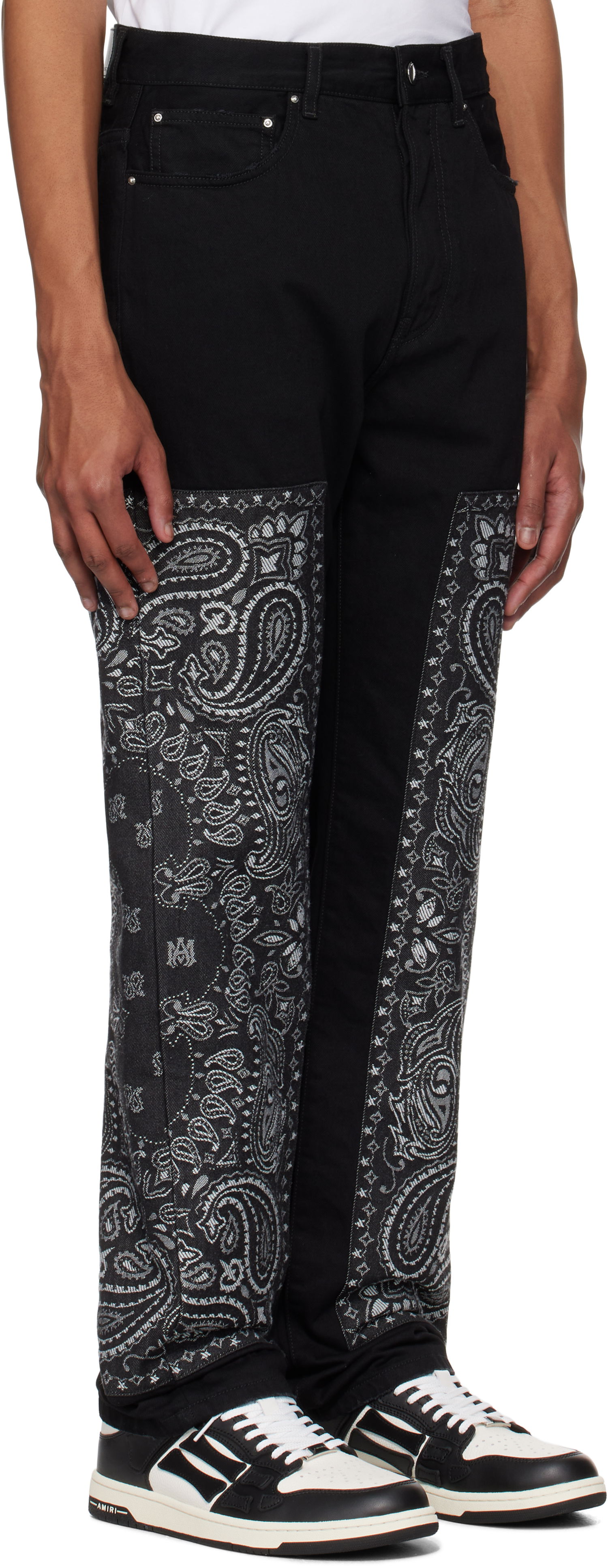 Džínsy AMIRI AMIRI Bandana Jacquard Paneled Straight Jeans Čierna | AMDNGH1060, 1