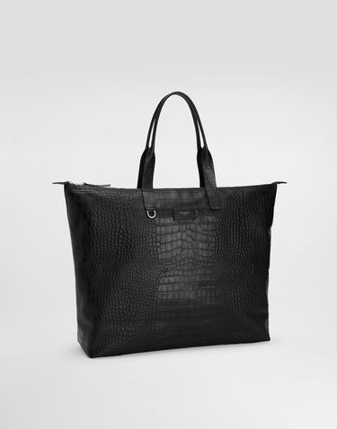 Tote bag Dolce & Gabbana Dolce & Gabbana Large Crocodile-Print Calfskin Shopper Čierna | BM2374AS42280999, 2