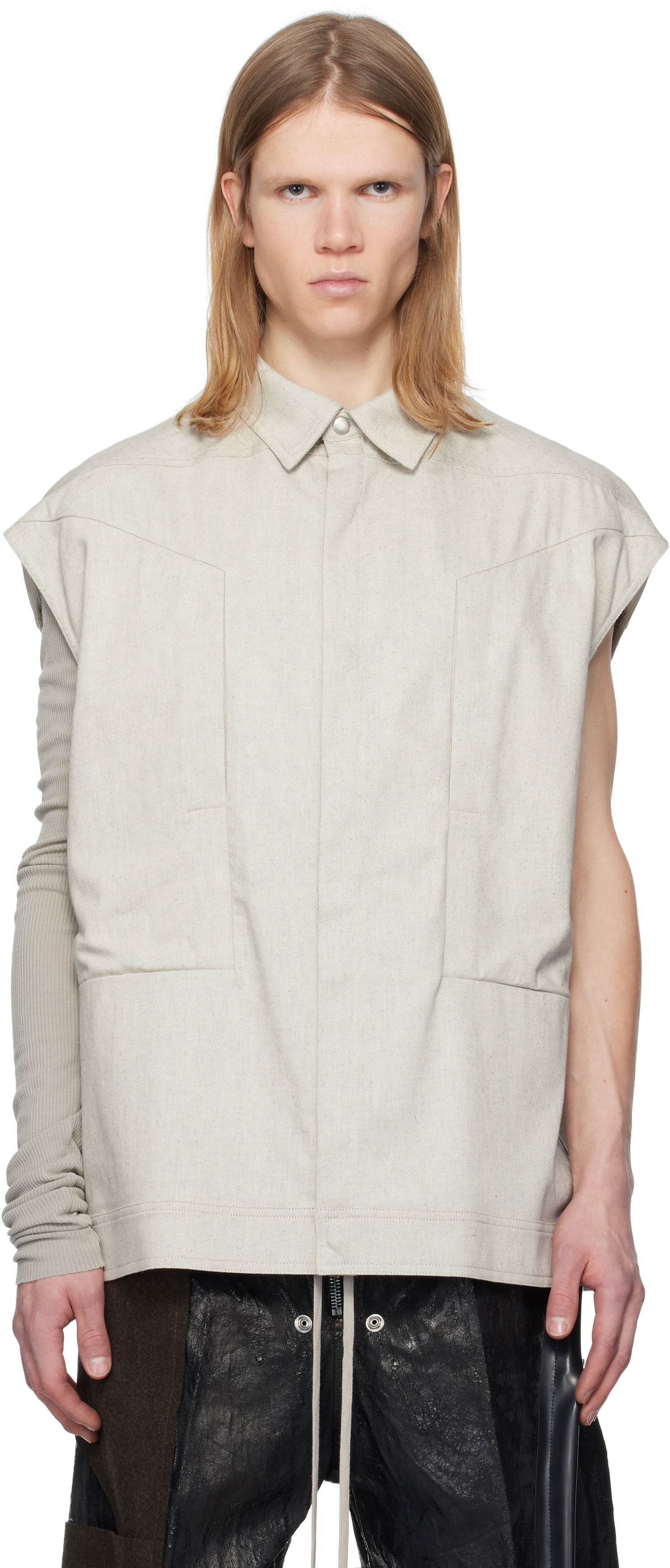 Košeľa Rick Owens Rick Owens Sleeveless Jumbo Denim Shirt Béžová | RU01E5776 DRD, 0