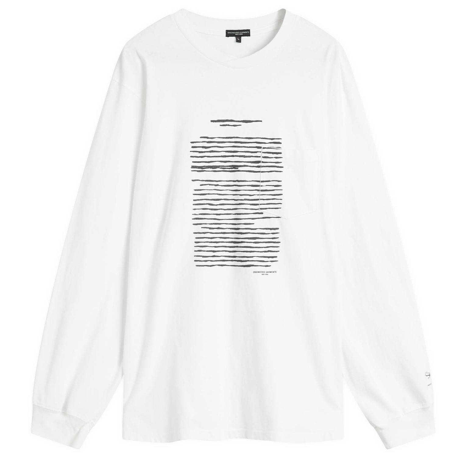 Tričko Engineered Garments Engineered Garments Printed Long Sleeve T-Shirt, Size Large Biela | QT265-NP174, 1