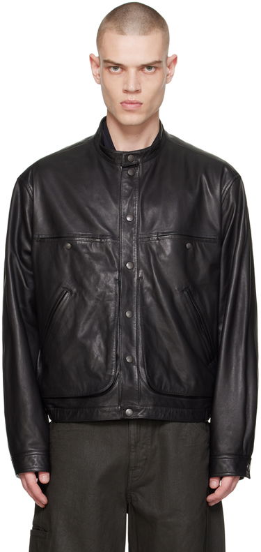 Bomber bunda LEMAIRE Lemaire Stand Collar Leather Jacket Čierna | OW1057 LL0068, 0