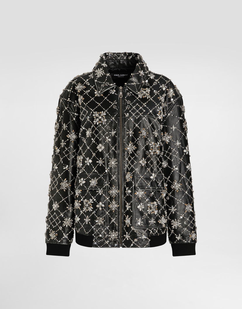 Bunda Dolce & Gabbana Dolce & Gabbana Vintage Leather Jacket With Embroidery Čierna | F9T91ZGDDGBS8400