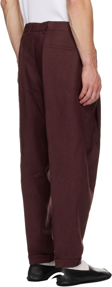 Nohavice Dolce & Gabbana Linen Pleated Trousers Vínová | GP114TFU4MC, 2