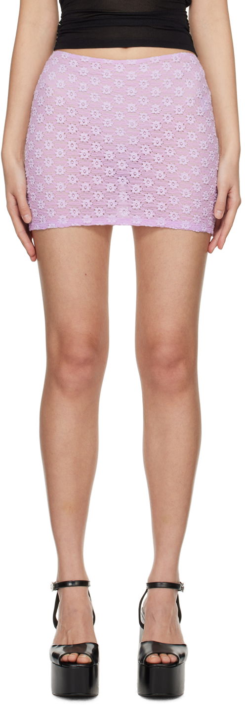 Sukňa BY FAR BY FAR Rubi Floral Crochet Miniskirt Fialová | 24CRRMSSKLLSTRL, 0