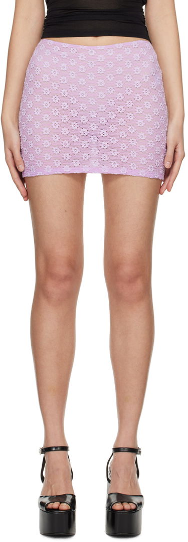 Sukňa BY FAR BY FAR Rubi Floral Crochet Miniskirt Fialová | 24CRRMSSKLLSTRL, 0