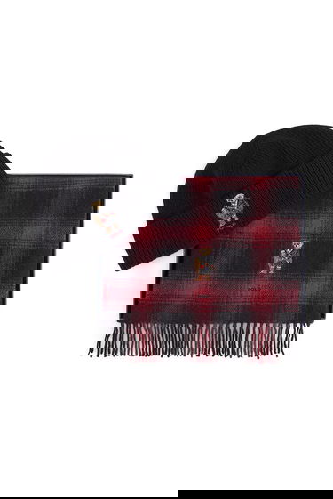 Šál Polo by Ralph Lauren Polo Bear Wool Plaid Scarf and Knitted Beanie Set Červená | 449P02049, 1