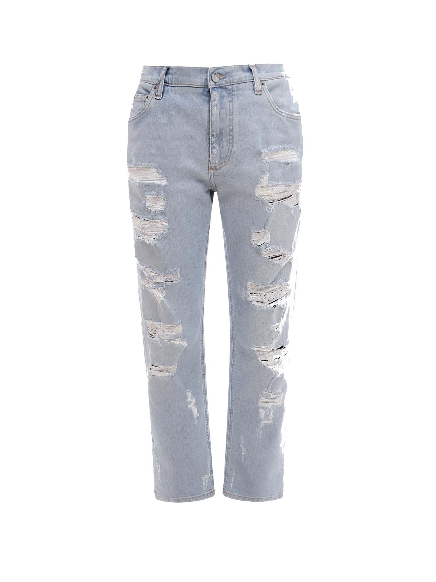Džínsy Dolce & Gabbana Stretch Cotton Ripped Effect Jeans Light Wash Blue Šedá | GYJDADG8FF7#S9001, 0