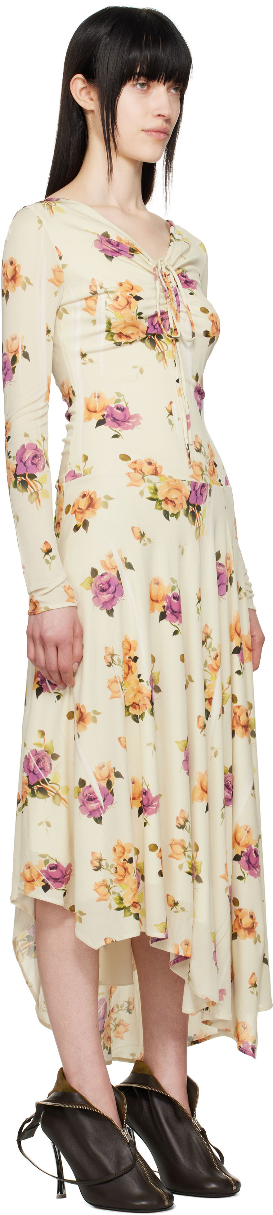 Šaty Acne Studios Acne Studios Floral Midi Dress Béžová | A20810-, 1