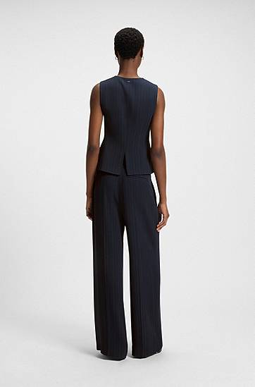 Vesta BOSS BOSS Pinstripe Single-Breasted Waistcoat Navy | 50548493, 1