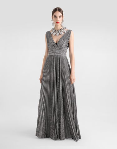 Šaty Dolce & Gabbana Long Sequin Embellished Pleated Dress Šedá | F6TKJTHLM4US0998, 1