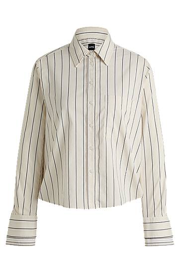 Košeľa BOSS Striped Stretch Cotton Regular-Fit Blouse Béžová | 50531519