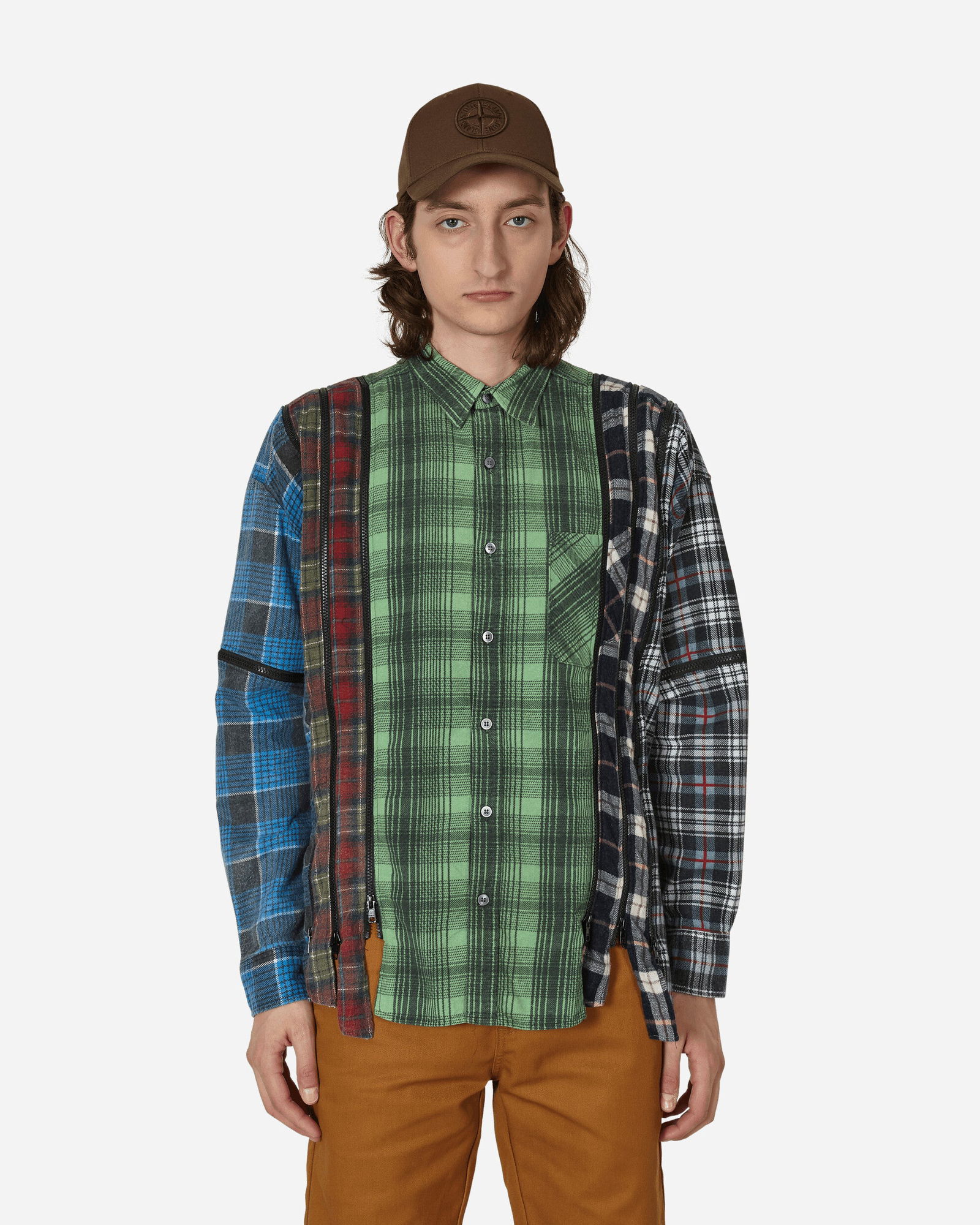 7 Cuts Zipped Wide Flannel Shirt