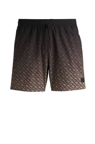 Plavky BOSS Degradé Monogram Print Swim Shorts with Logo Badge Čierna | 50534343, 0