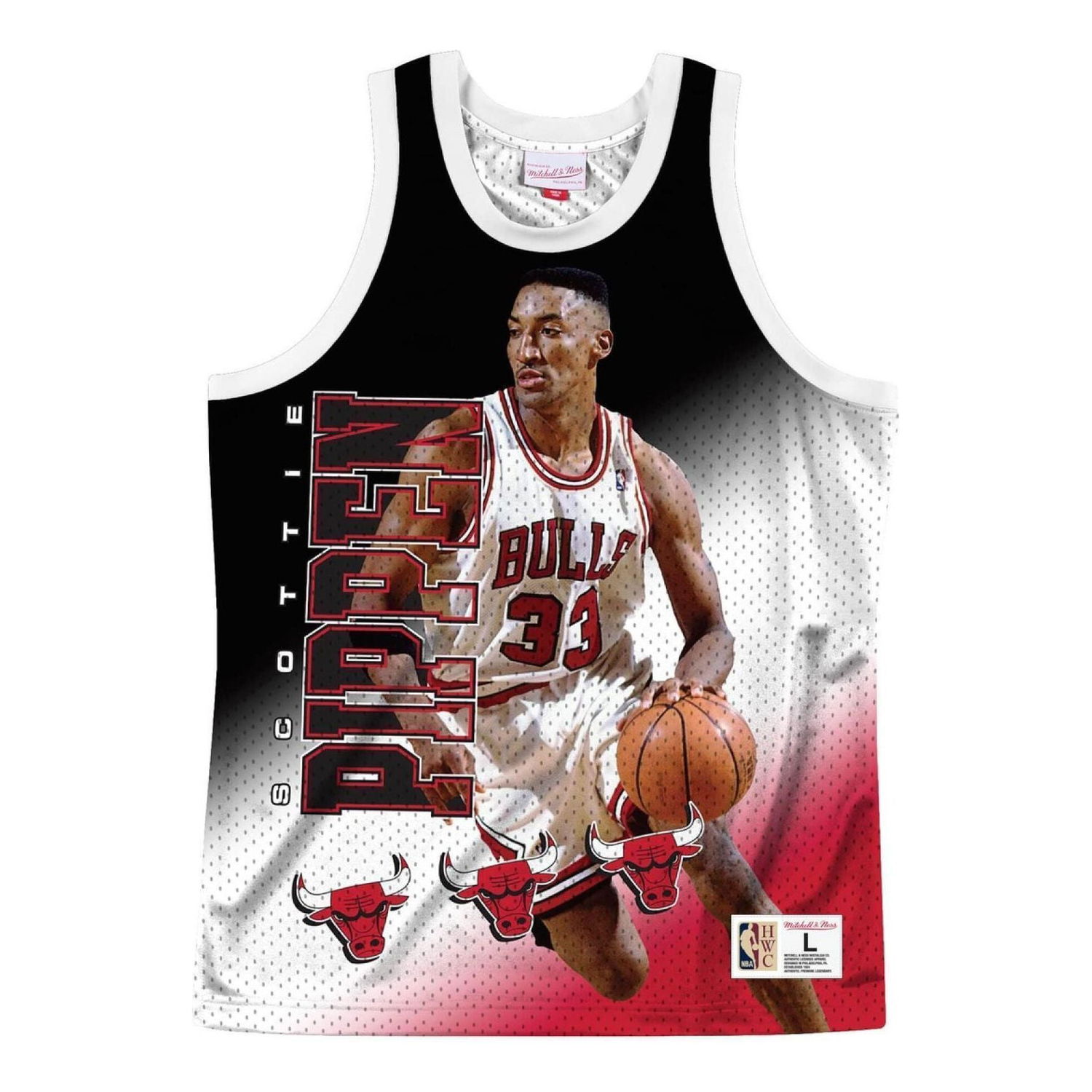 Tielko Mitchell & Ness NBA Chicago Bulls Scottie Pippen Behind The Back Jersey Biela | MSTKMI19002-CBUWHITSPI, 0