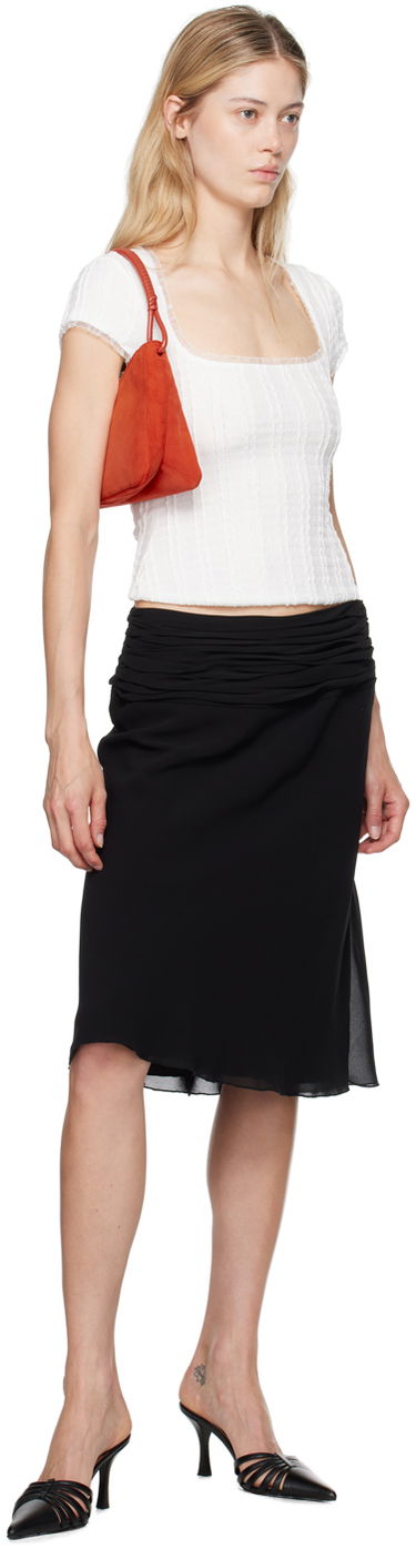 Crop Top GUIZIO Guizio Zera Square Neck Textured Knit Top Biela | P24107K064, 3