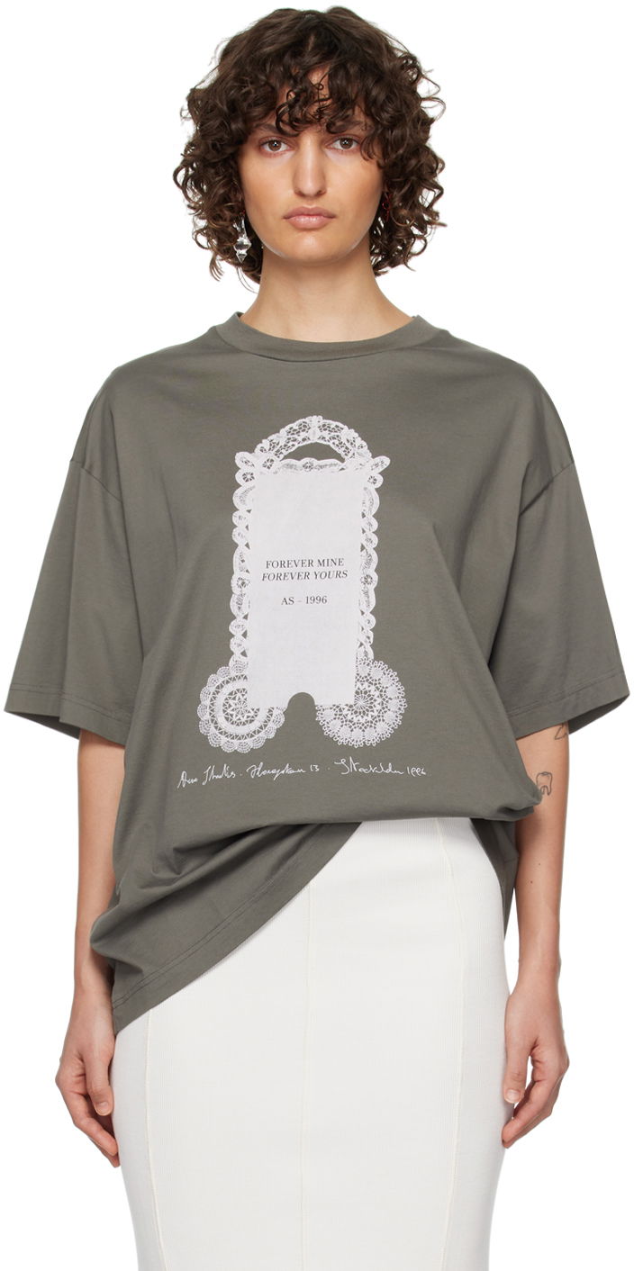 Tričko Acne Studios Printed T-Shirt Šedá | BL0346-, 0