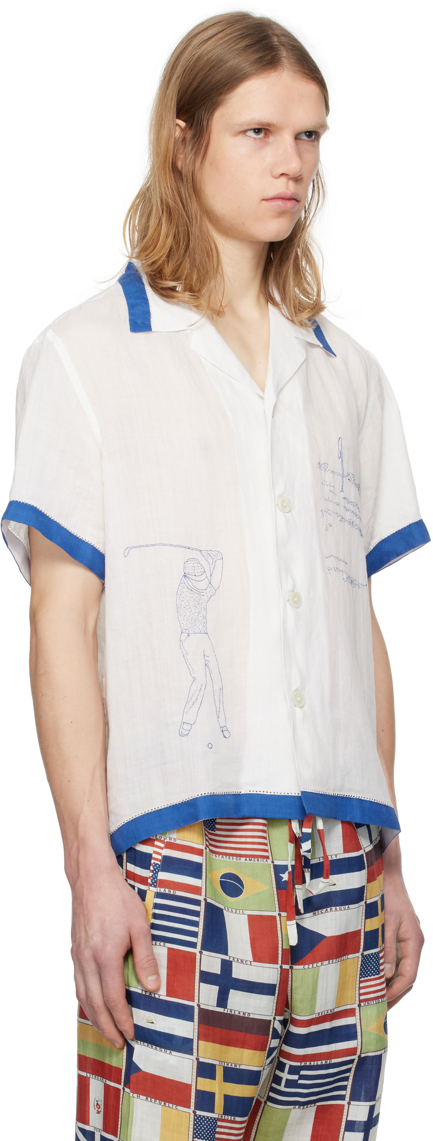 Košeľa Bode Bode Club Champion Linen Golf Print Shirt Biela | MRS25SH008, 1