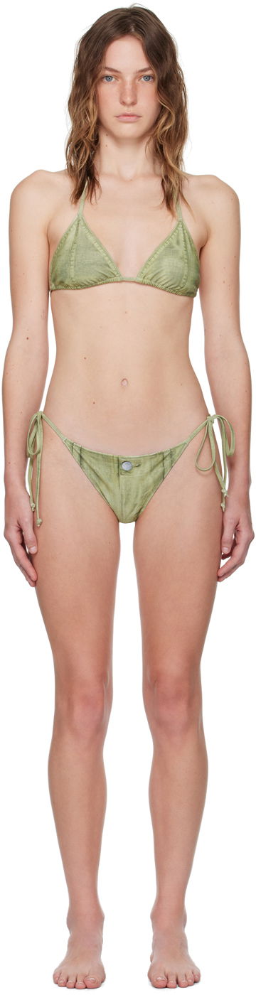 Plavky Acne Studios Green Printed Bikini Zelené | AJ0014-