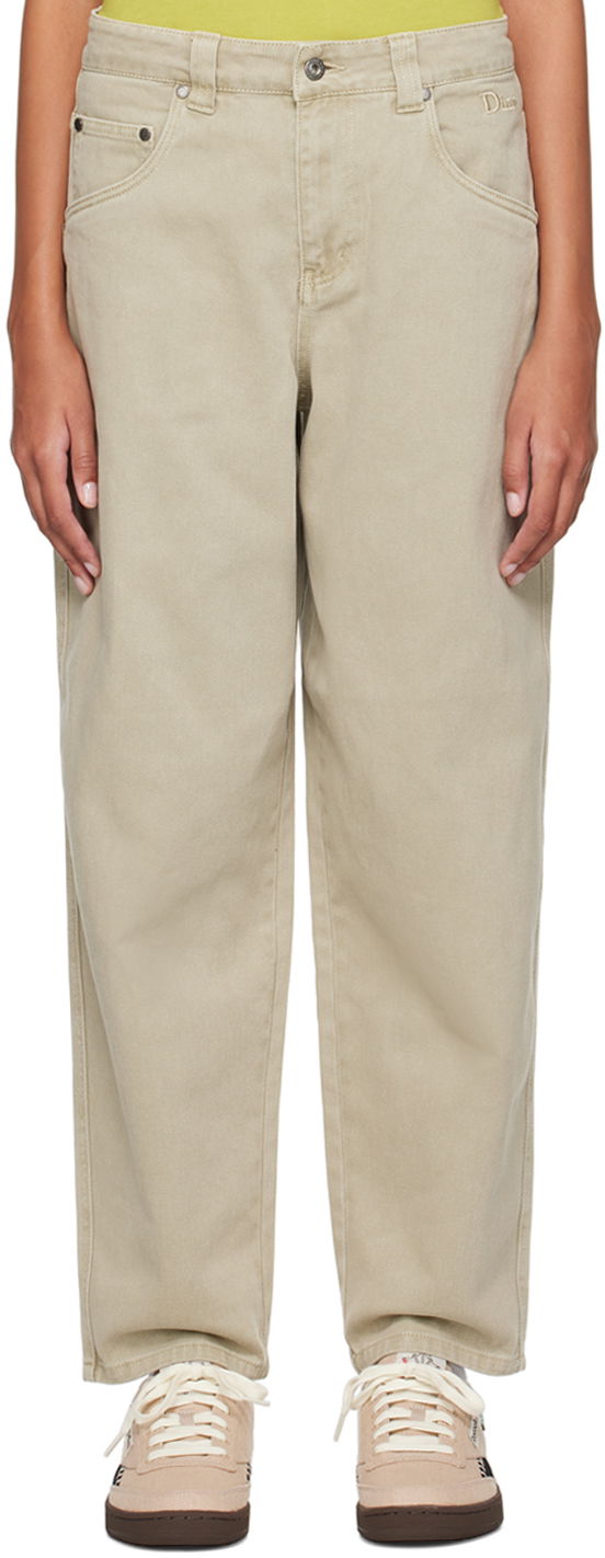 Nohavice a džínsy Dime Khaki Embroidered Béžová | DIME23D1F35KHA, 0