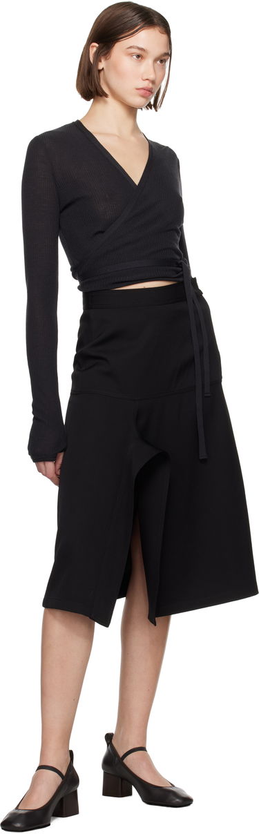 Sukňa LEMAIRE Lemaire Asymmetrical Wrapover Midi Skirt Čierna | SK1043 LF1317, 3