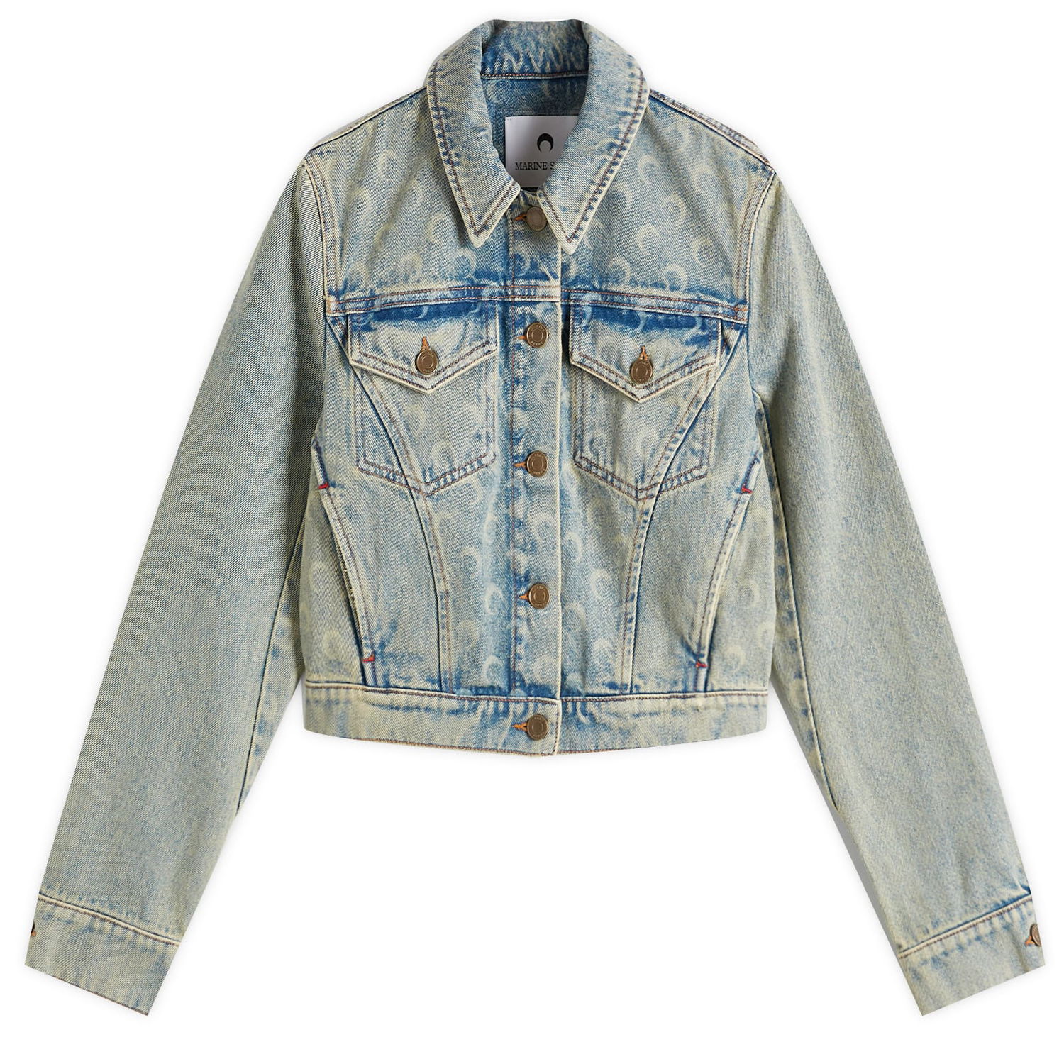 Bomber bunda Marine Serre Marine Serre Moon Laser Denim Boxy Jacket Modrá | WJA041A-BG10, 1
