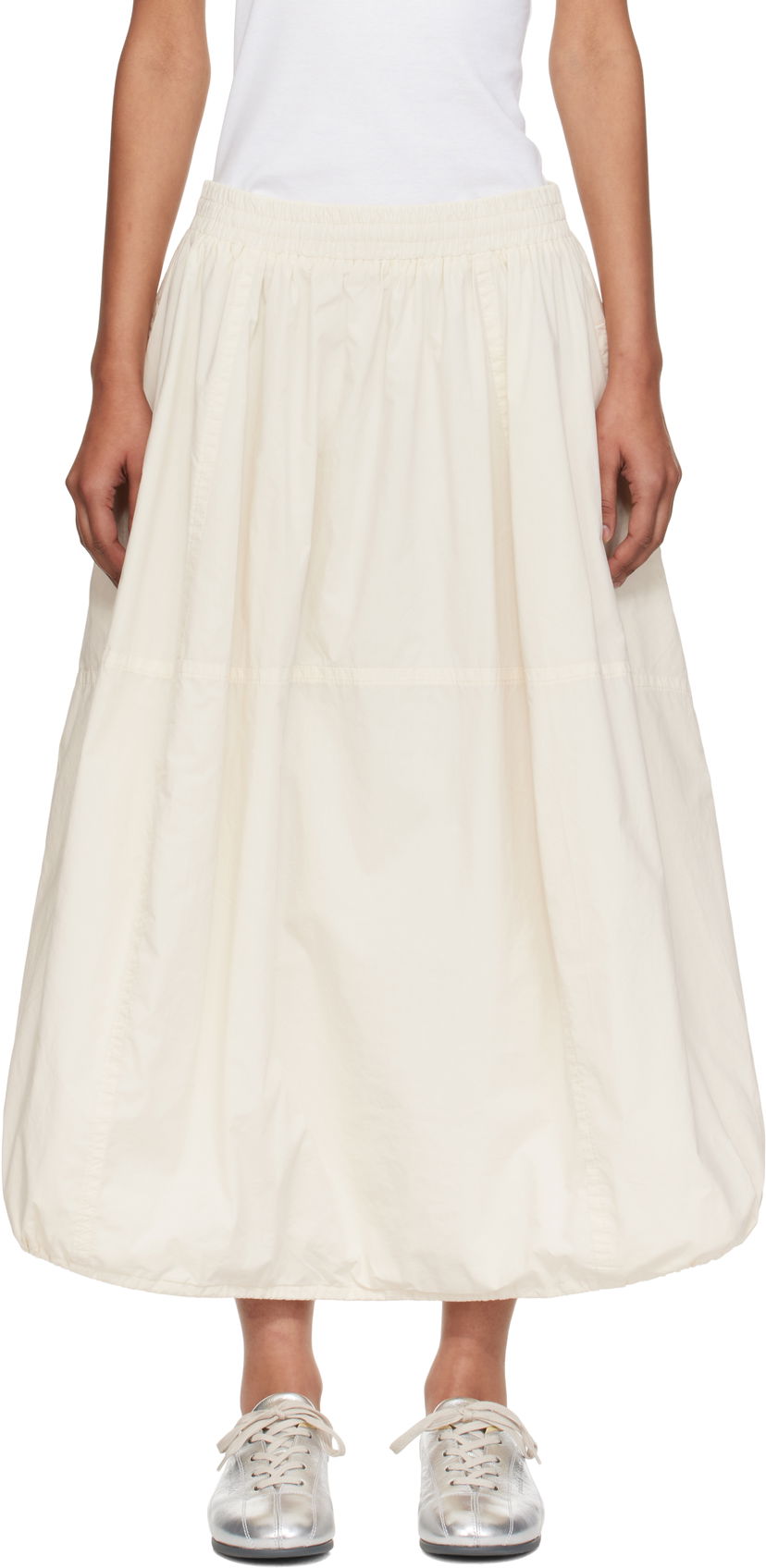 Sukňa YMC YMC Parachute Midi Skirt Biela | Q3YMB