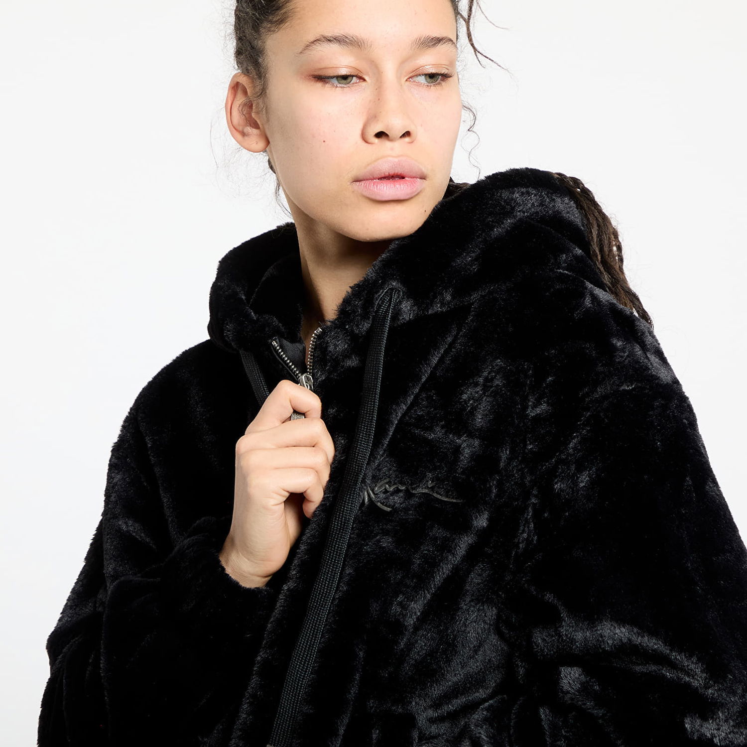 Bunda Karl Kani Karl Kani Metal Signature Vegan Fur Zip Hoodie Čierna | 61220047, 1
