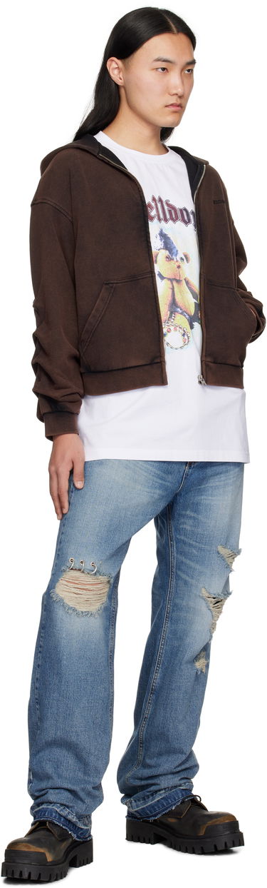 Mikina We11done We11done Wrinkled Zip-Up Hoodie Hnedá | WD-TJ0-25-830-U-BK, 3