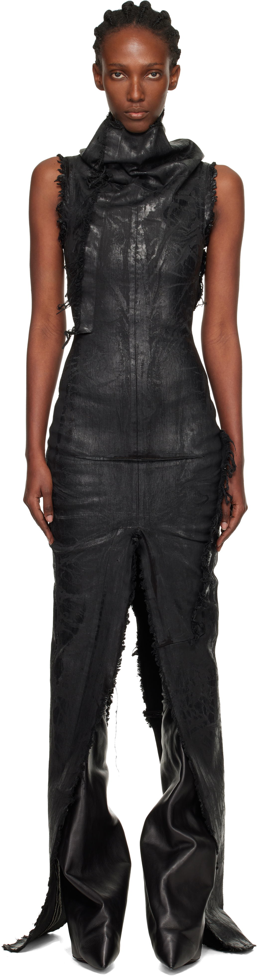 Šaty Rick Owens Distressed Raw-Edge Cowl-Neck Sleeveless Concordians Etna Maxi Dress Čierna | RO02E4598 SBMC99, 0