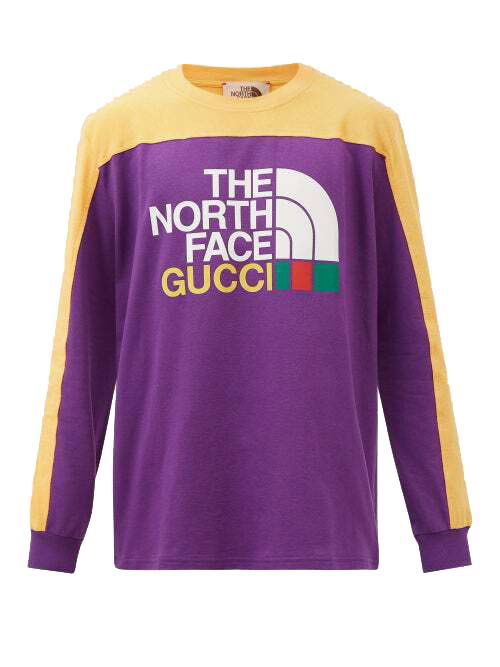 Tričko Gucci The North Face x Long Sleeve T Shirt Fialová | 671439 XJDRA 5481, 0
