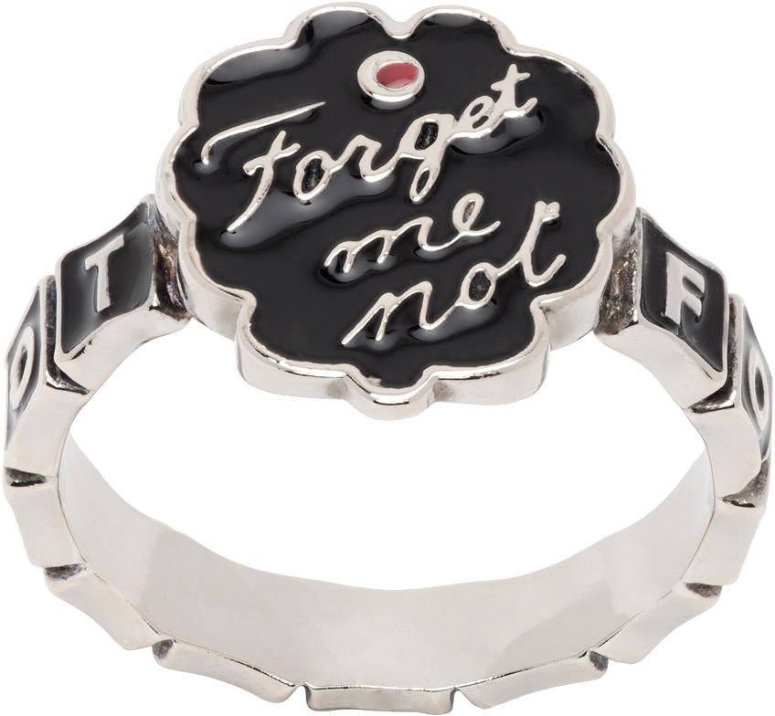 Prsteň Chopova Lowena 'Forget Me Not' Engraved Silver Ring Čierna | 6440, 0