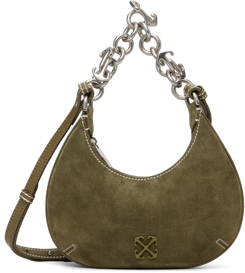 Kabelka Off-White Hemisphere Suede Bag Zelené | OWNN184F25LEA0035800