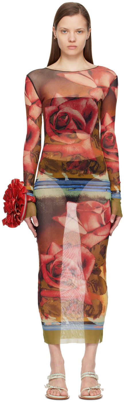 Jean Paul Gaultier Roses Print Maxi Dress