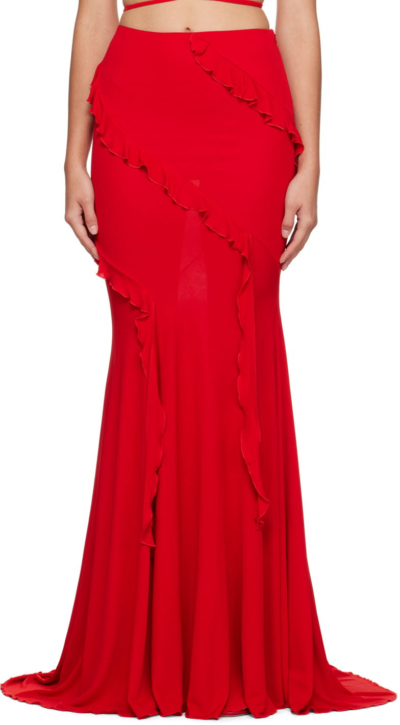 Sukňa Blumarine Blumarine Ruffled Maxi Skirt Červená | P344G007A, 0