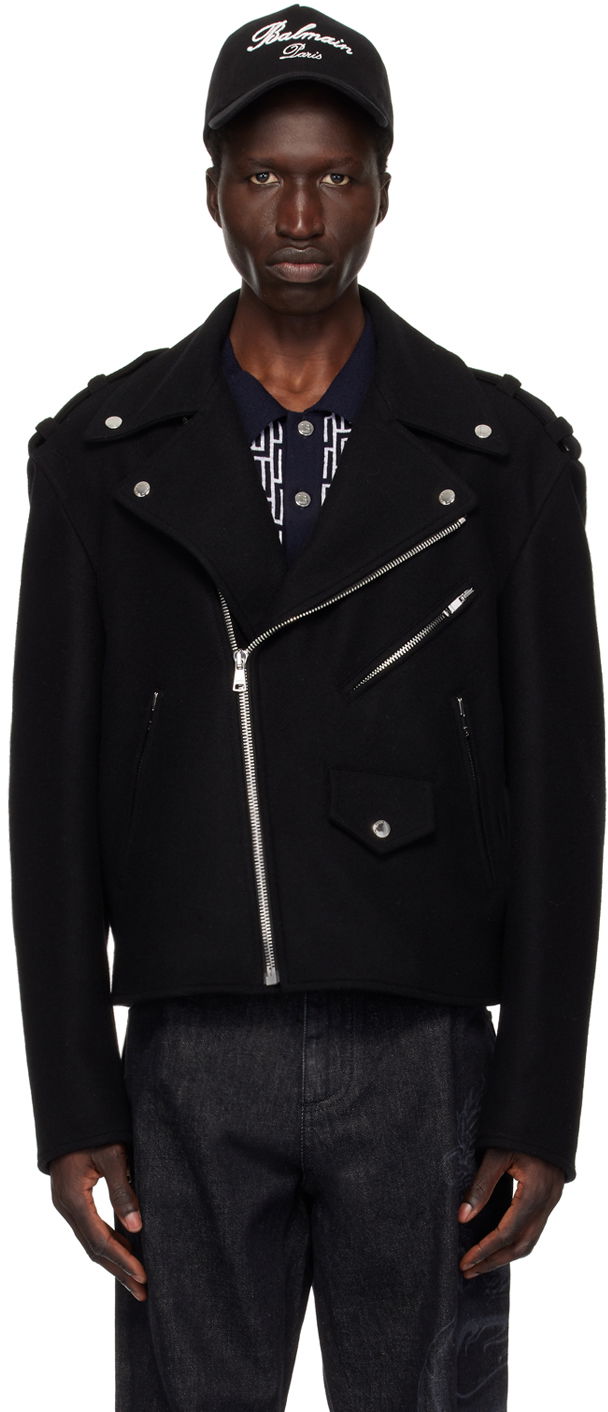 Bunda Balmain Black Biker Jacket Čierna | DH1TD512WC68, 0