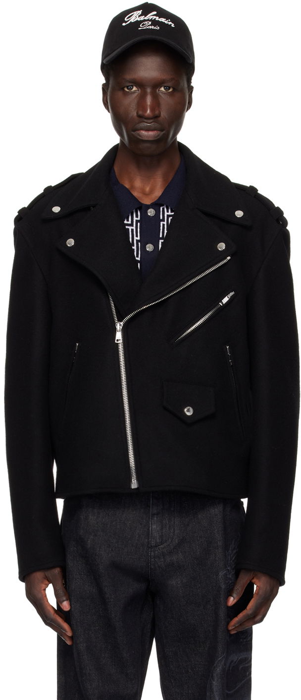 Bunda Balmain Black Biker Jacket Čierna | DH1TD512WC68