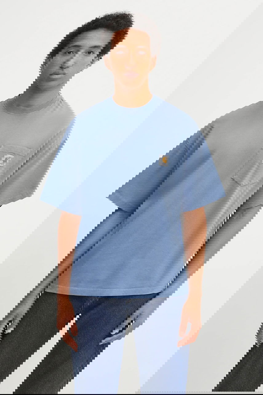 Tričko Carhartt WIP Short Sleeve Pocket T-Shirt Hudson Modrá | I035140.1YI5F, 0