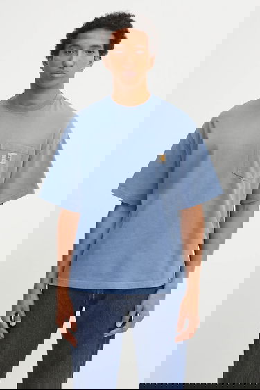 Tričko Carhartt WIP Short Sleeve Pocket T-Shirt Hudson Modrá | I035140.1YI5F, 0