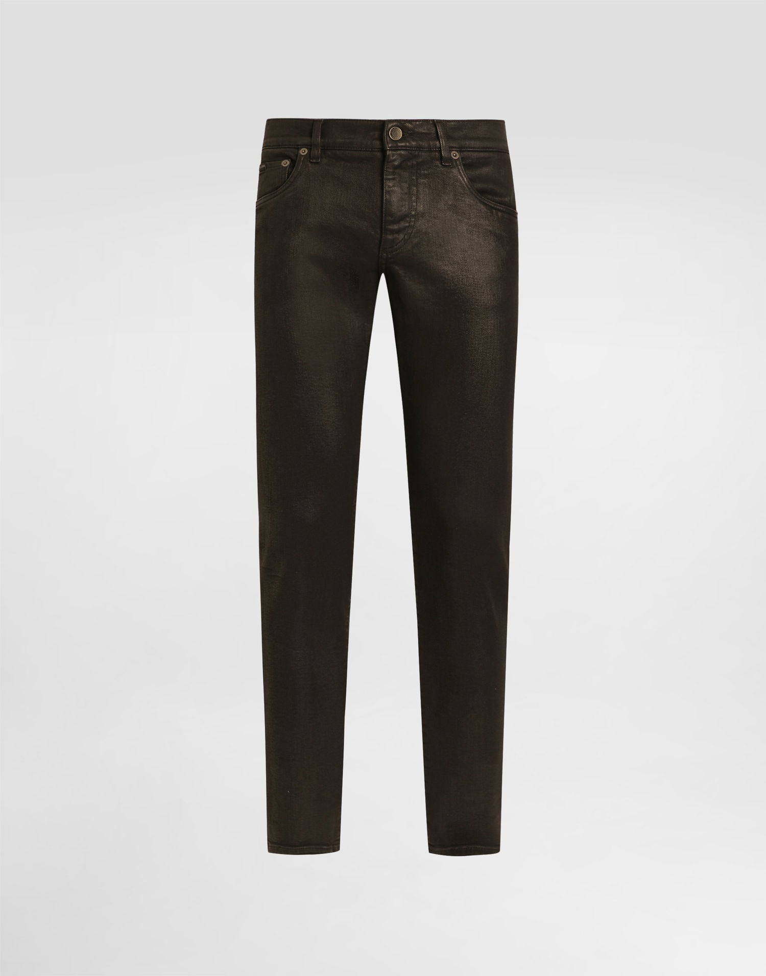 Nohavice Dolce & Gabbana Coated Denim Trousers 48 Hnedá | GY07LDG8OO1S9001, 0