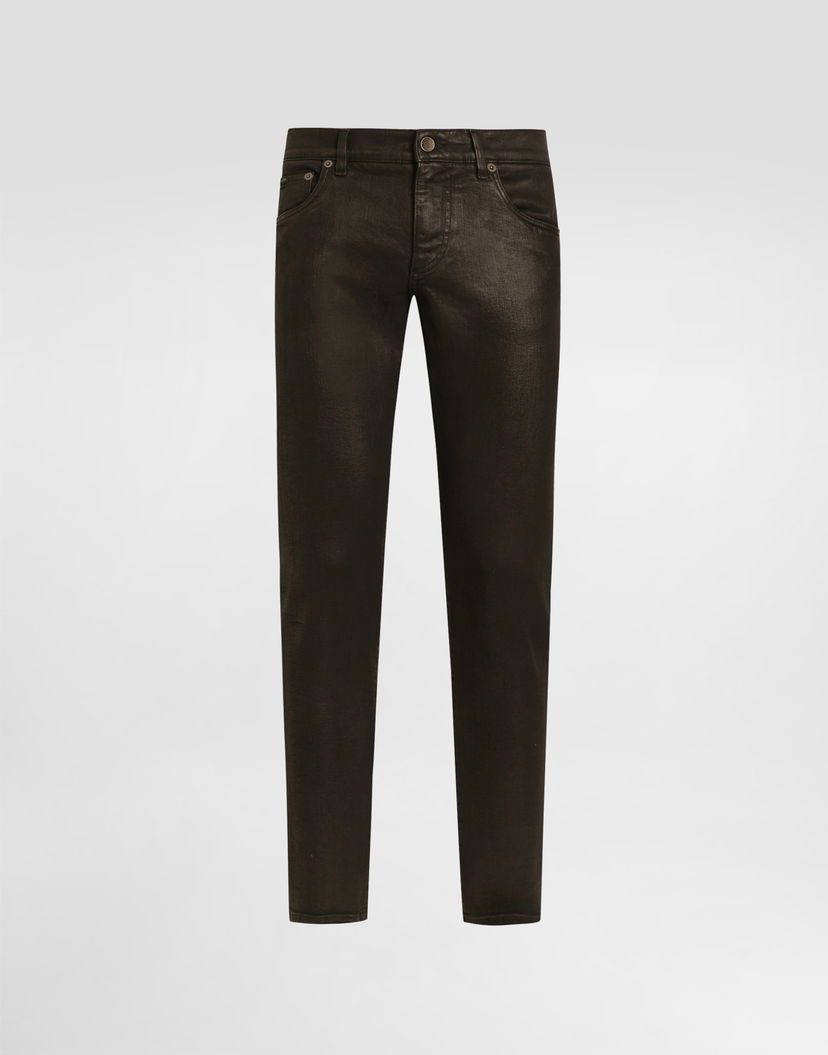 Nohavice Dolce & Gabbana Coated Denim Trousers 48 Hnedá | GY07LDG8OO1S9001