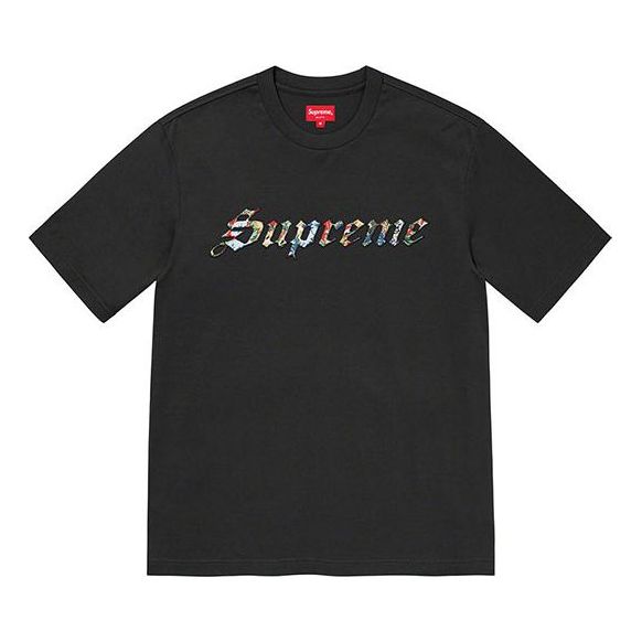 Tričko Supreme Floral Applique Graphic Short Sleeve T-Shirt Čierna | SUP-SS21-595